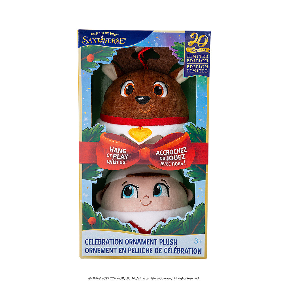 Front packaging of the Santaverse™ Celebration Ornament Plush
