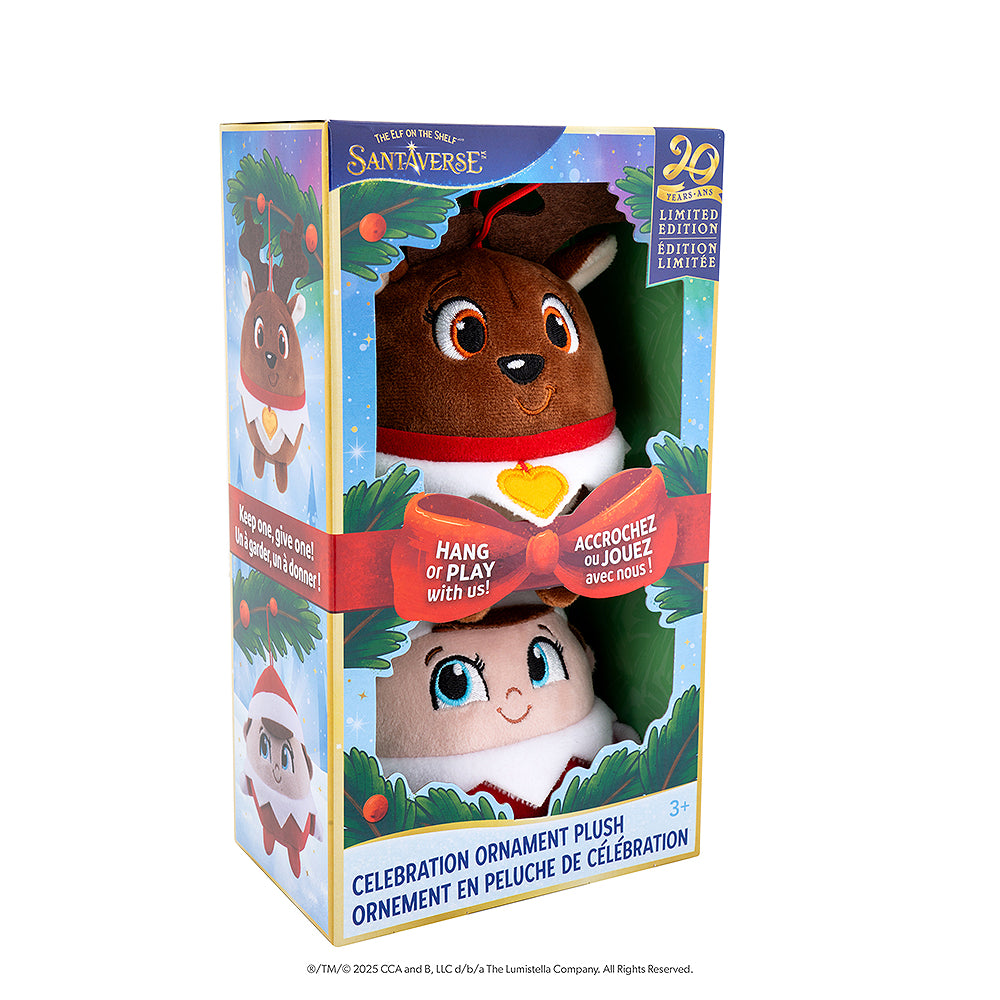 Front packaging of the Santaverse™ Celebration Ornament Plush