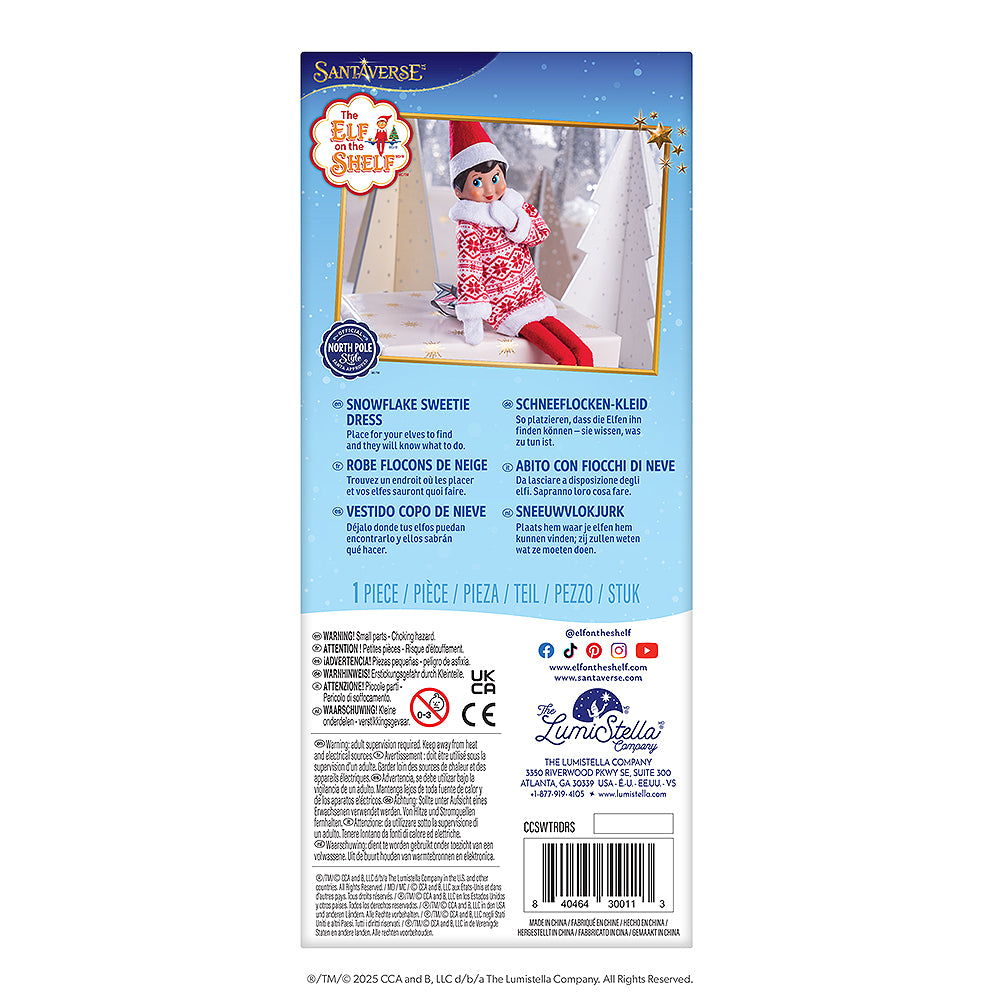 The back packaging of the Claus Couture Collection® Snowflake Sweetie Dress