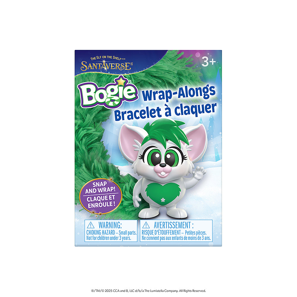 The front packaging of the green Bogie™ Wrap-Alongs