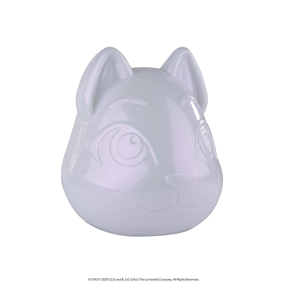 A tilted side-view of the front of packaging of the Noorah™ Snow Sculpture Surprise without the plastic wrapper, which features Noorah's head as a plastic surprise container.