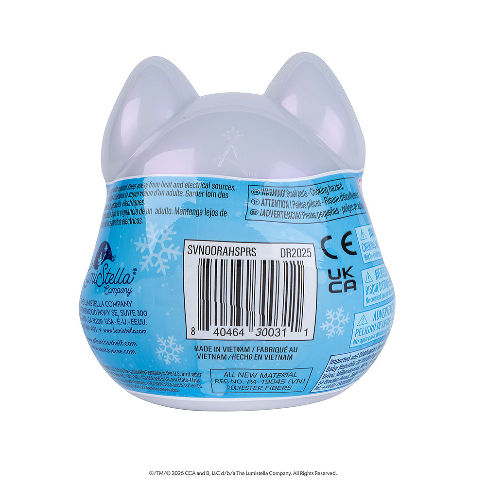 Back of packaging of the Noorah™ Snow Sculpture Surprise, which features Noorah's head as a plastic surprise container.