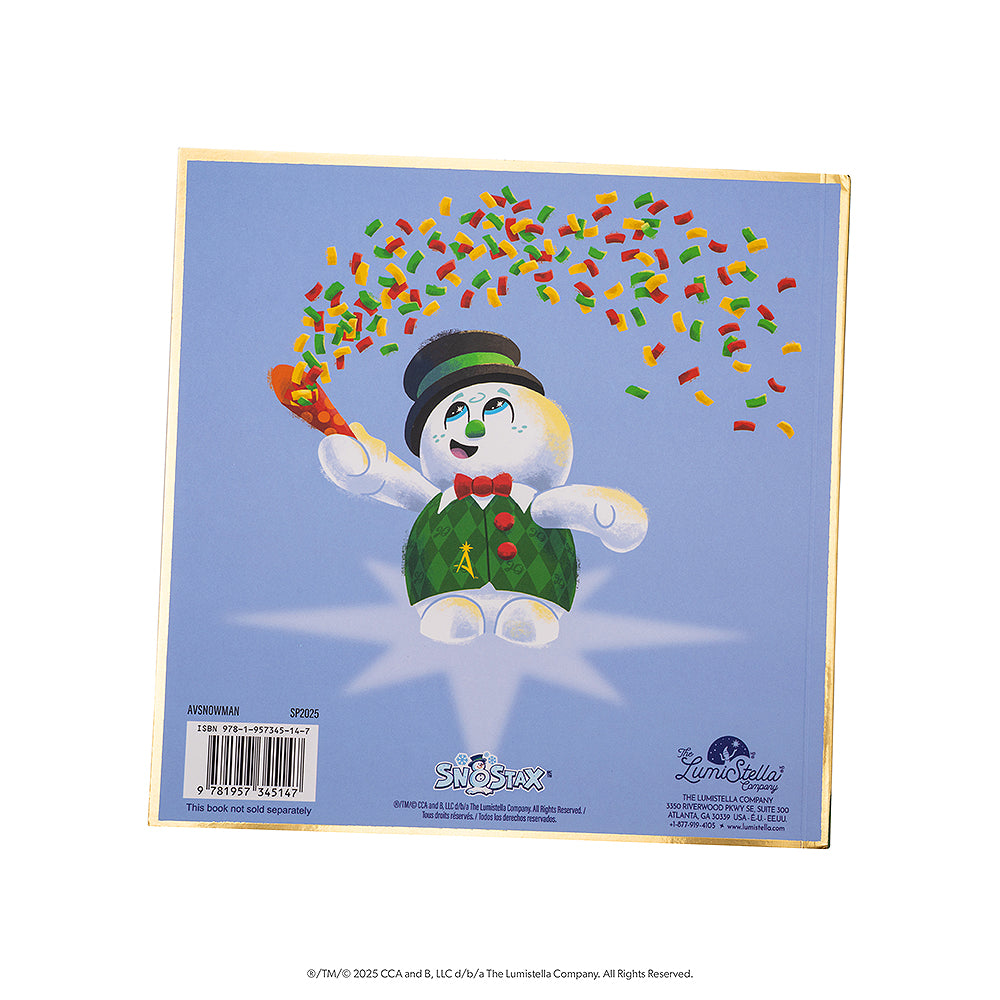 SnoStax™ Razzle the Celebration Snowman book back