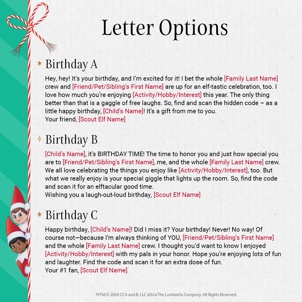 Preview of 3 Birthday letter options