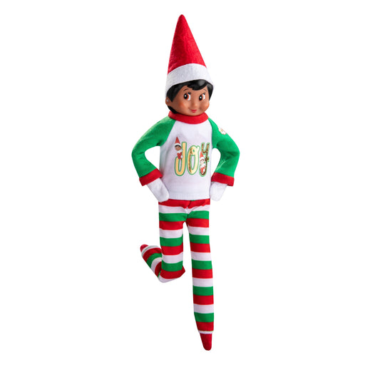 Scout Elf® sporting the Claus Couture Collection® Comfort & Joy PJs