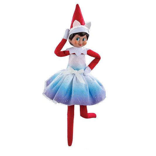 Scout Elf® donning Claus Couture Collection® Extraordinary Noorah™ dress and headband