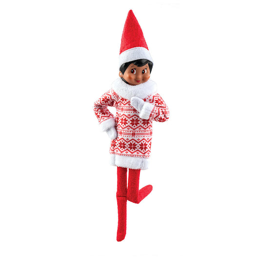 A girl Scout Elf wearing the Claus Couture Collection® Snowflake Sweetie Dress