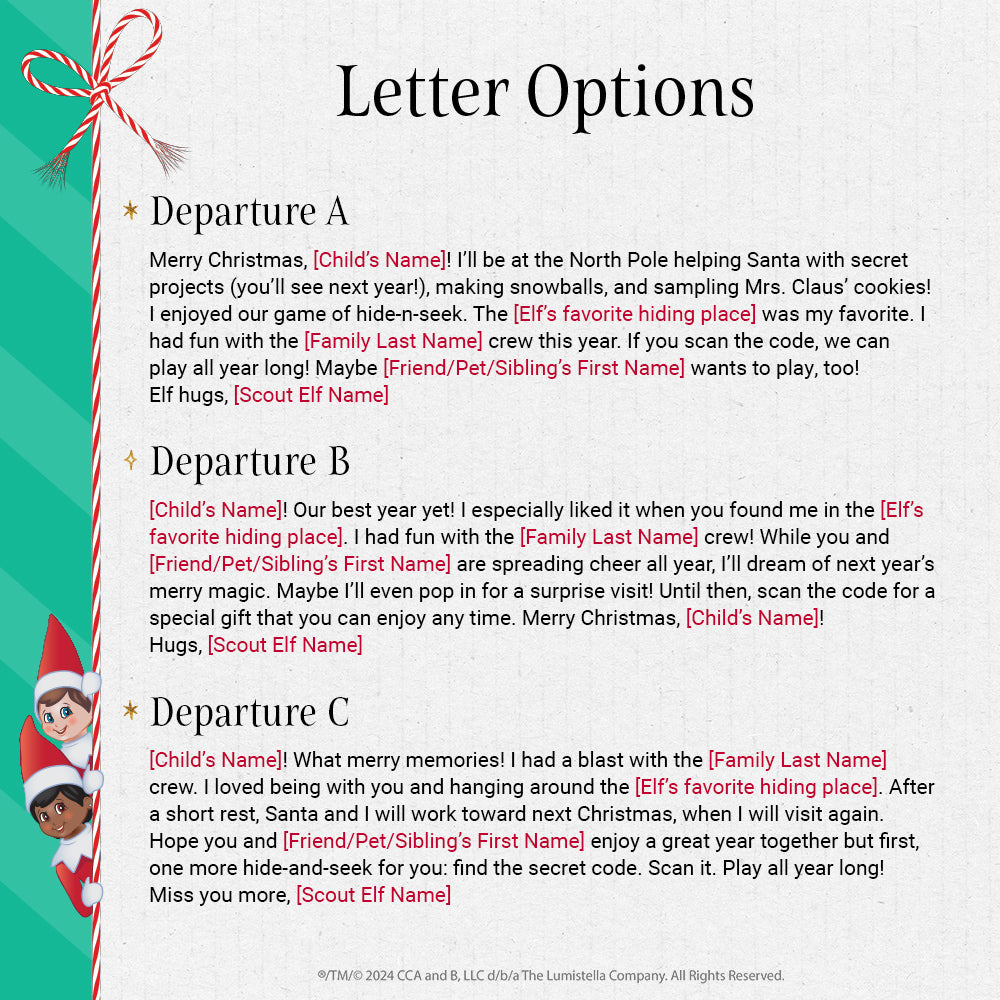 Preview of 3 departure letter options