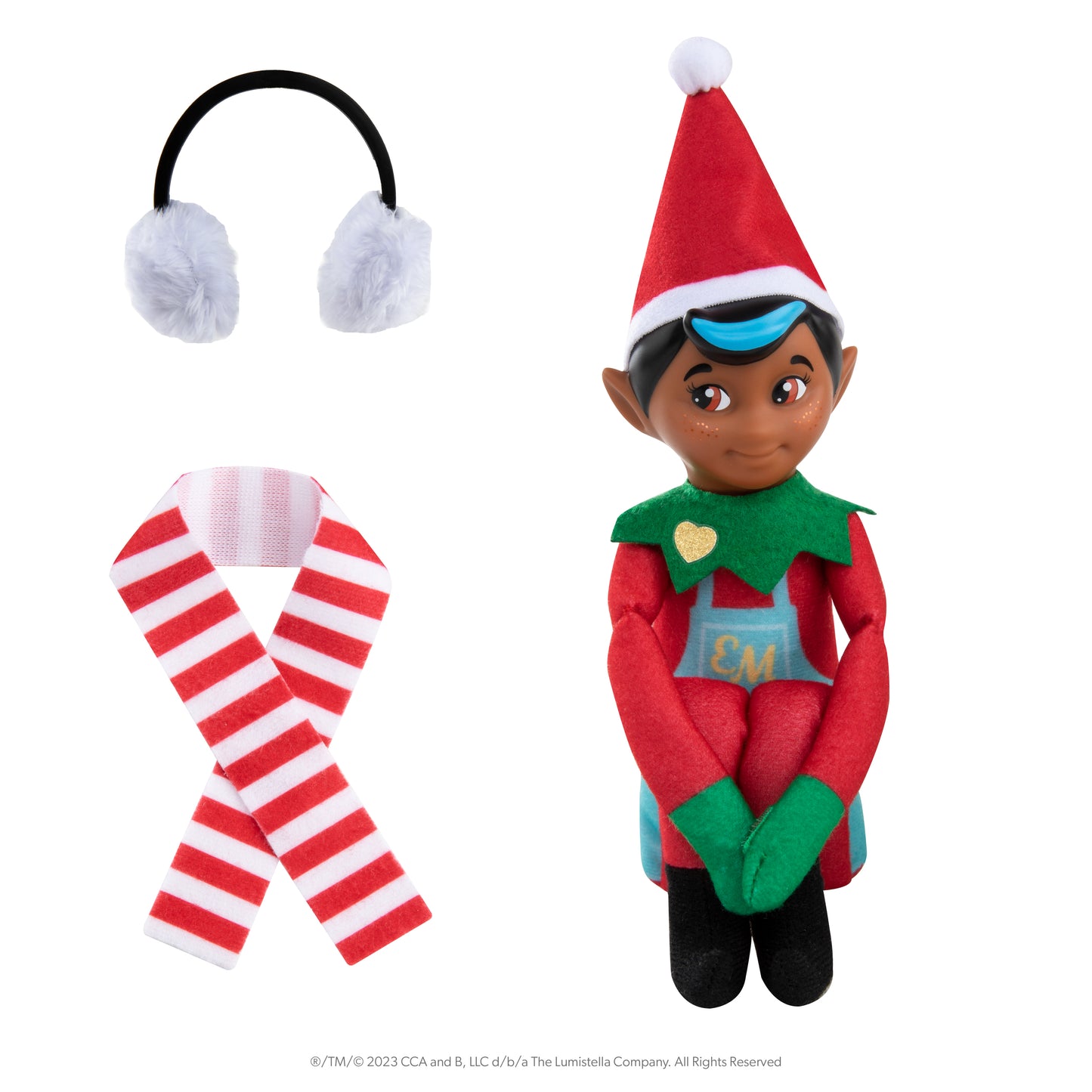 Elf Mates® Chef with dark skin tone posed with scarf and ear muffs