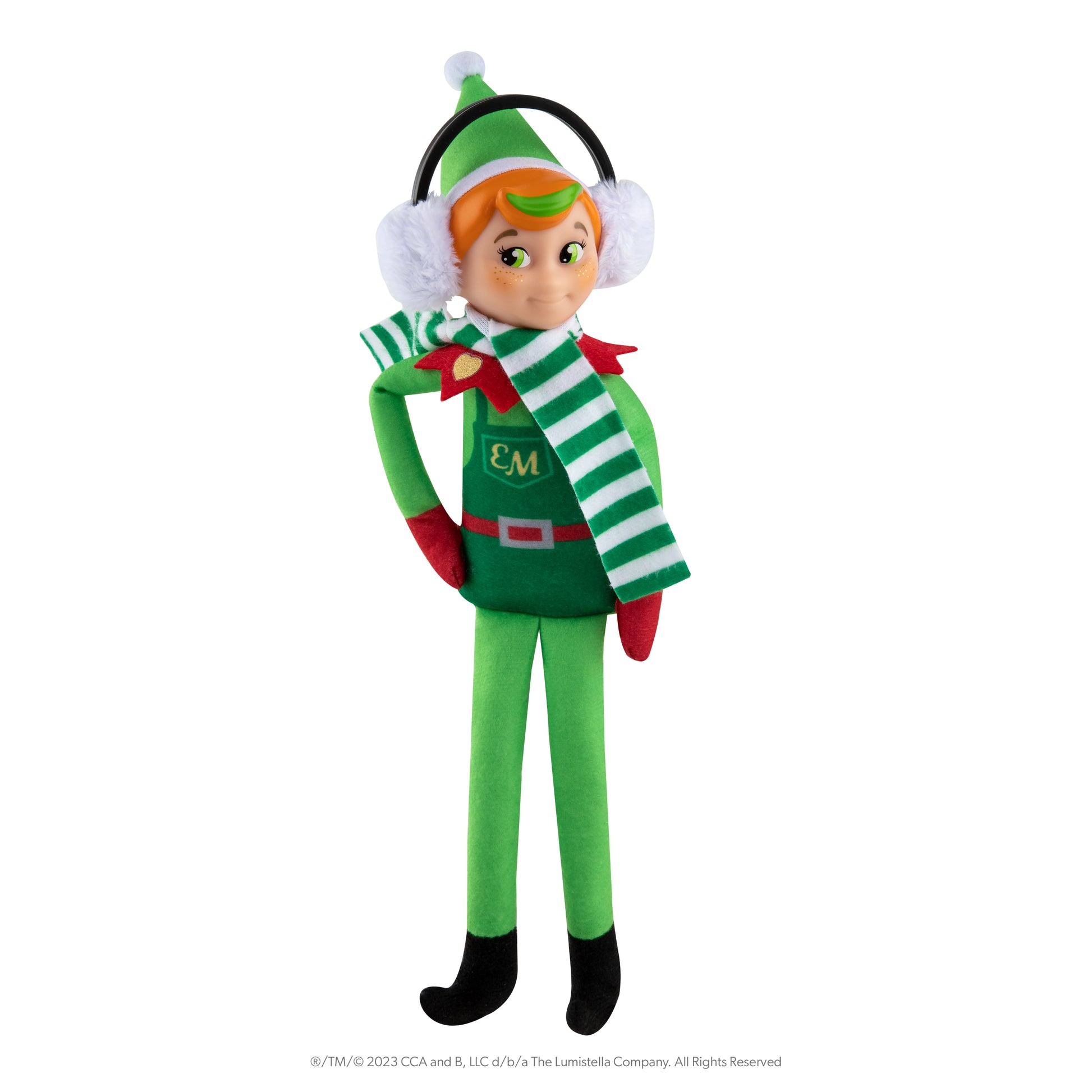 Elf Mates® Cobbler with light skin tone wearing scarf and ear muffs posed standing up