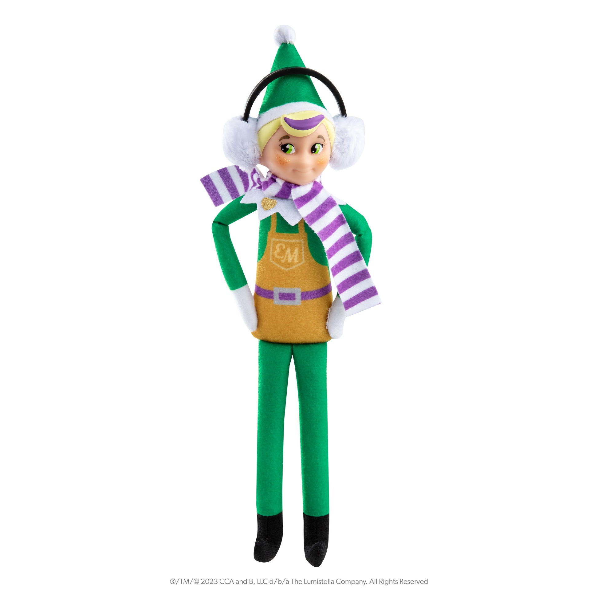 Elf Mates® Toy Maker with light skin tone wearing scarf and ear muffs posed standing up