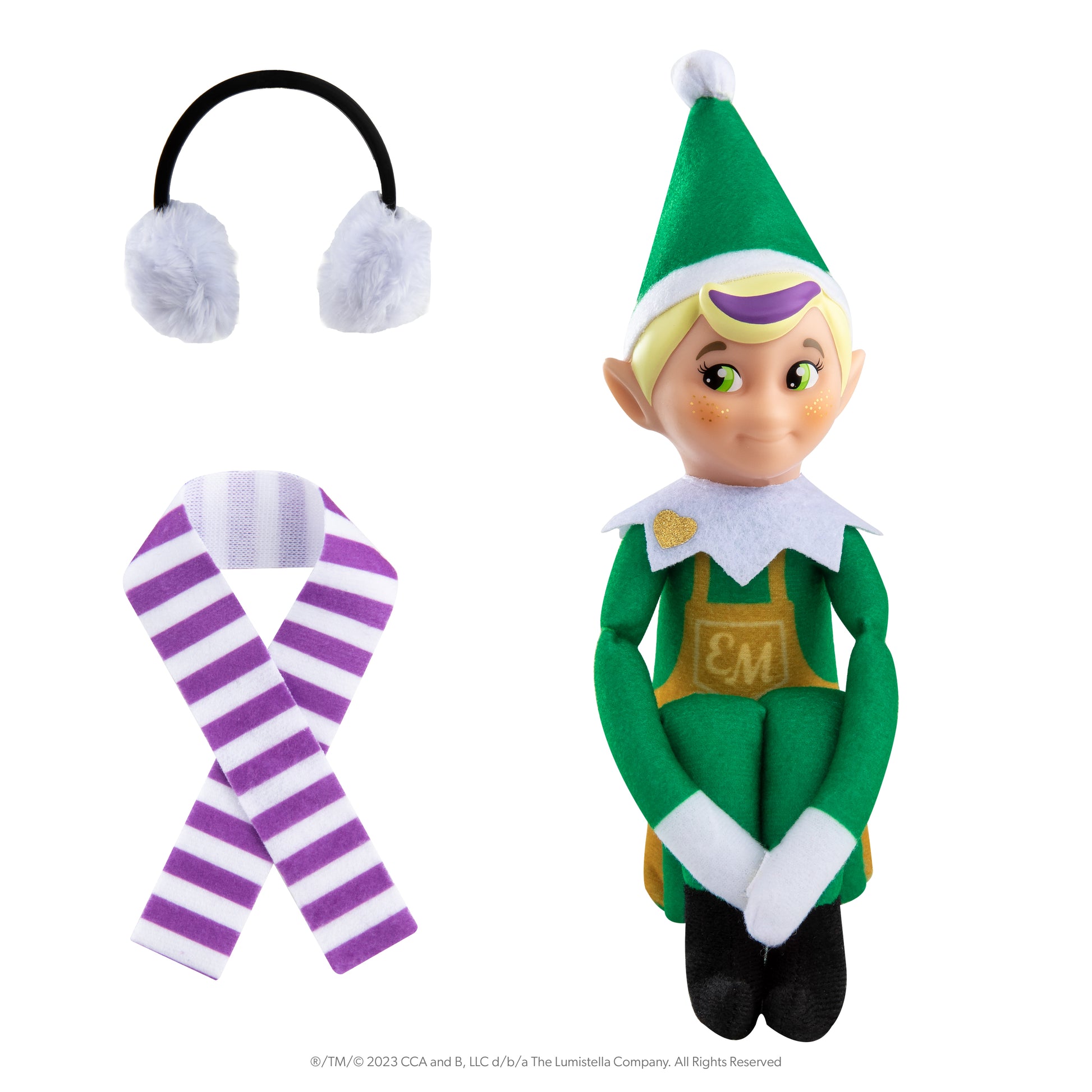 Elf Mates® Toy Maker with light skin tone posed with scarf and ear muffs