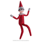 A product shot of the adoptable boy limited-edition 20th anniversary Scout Elf® with blue eyes and flexible bending limbs for even easier elf scenes from the The Elf on the Shelf®: A Christmas Tradition, Limited 20th Anniversary Edition. He is playfully posing with his arms outstretched and legs slightly bent, showcasing his Swarovski® lined suit and hat.