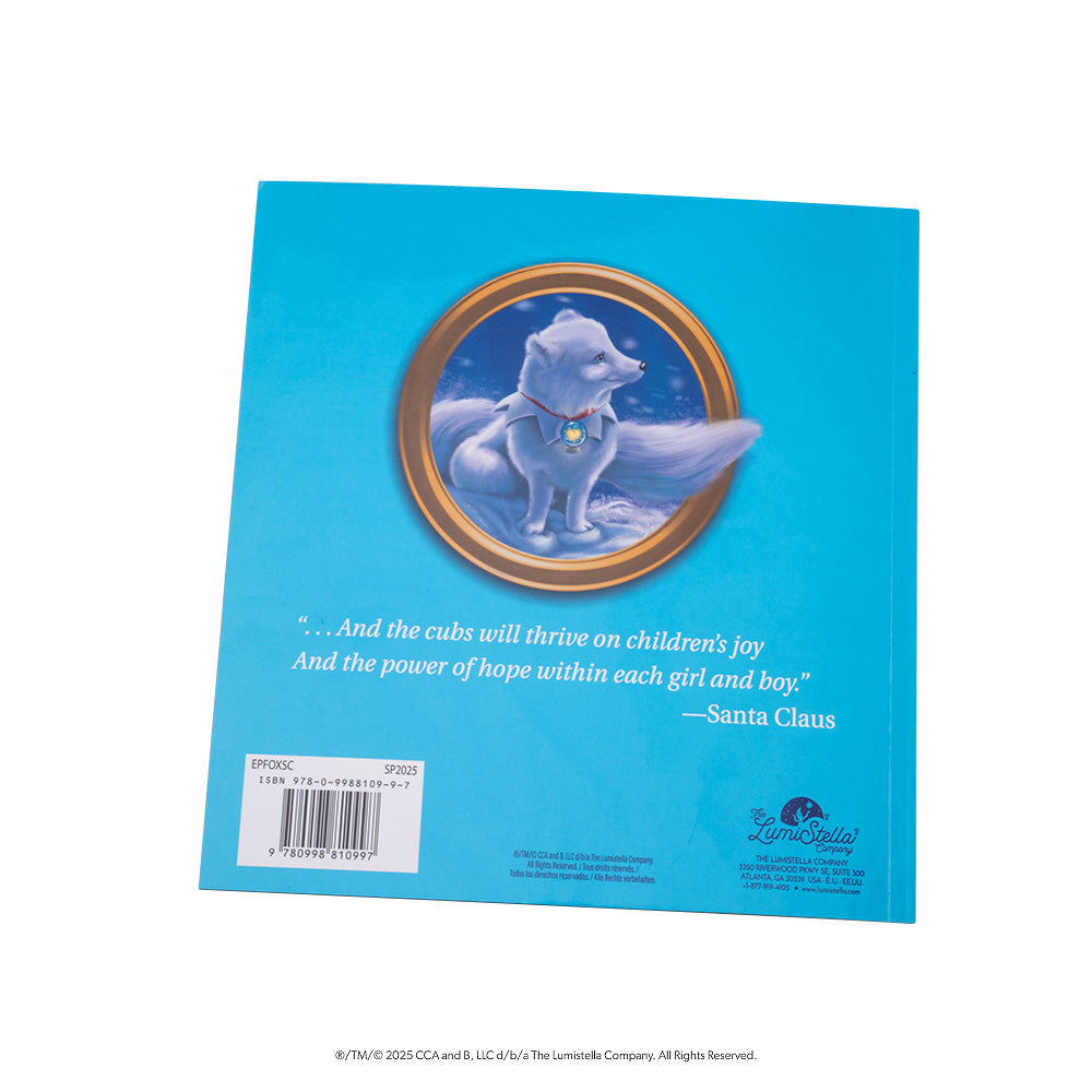 The back cover of the Elf Pets®: An Arctic Fox Tradition storybook