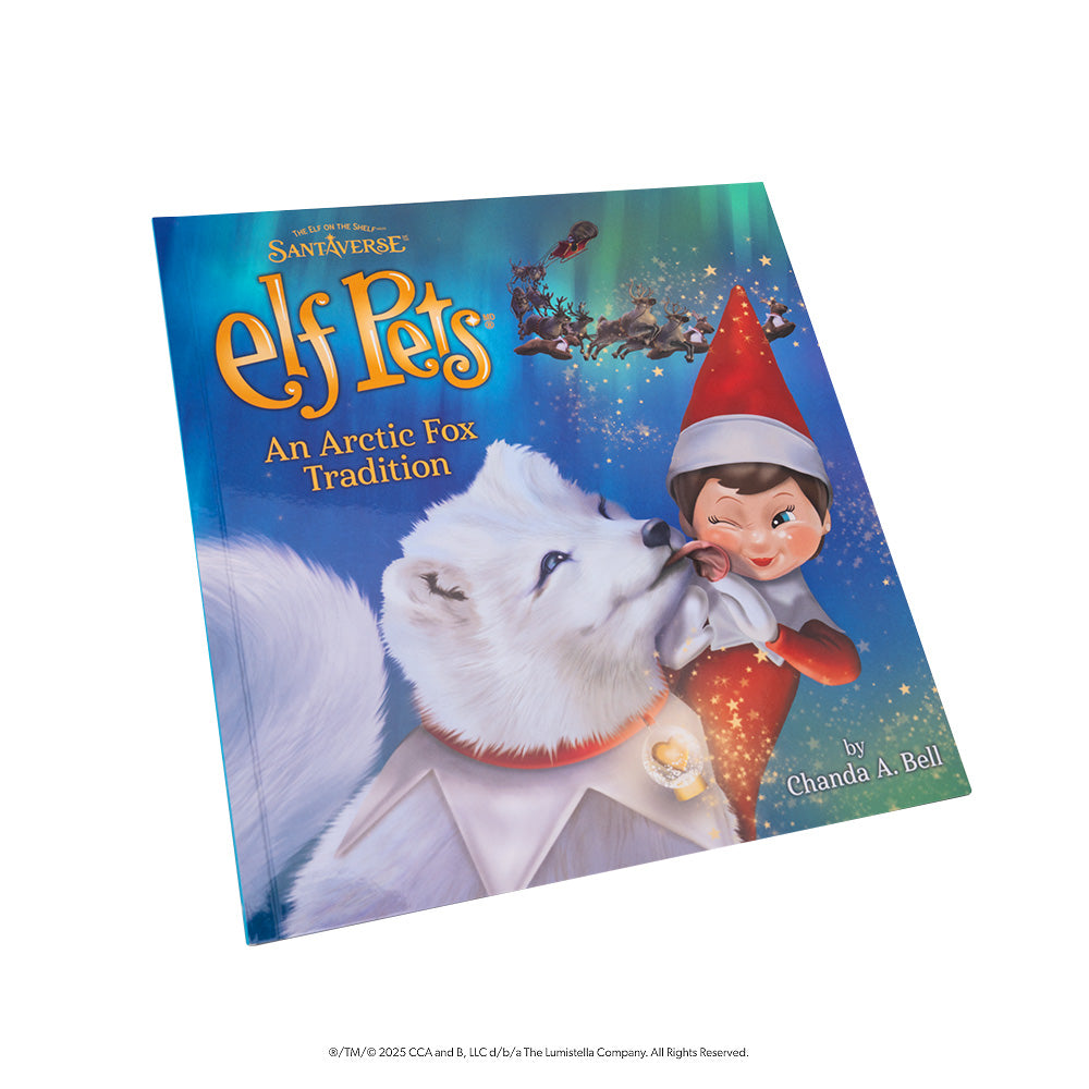 The cover of the Elf Pets®: An Arctic Fox Tradition storybook product shot on a white background.