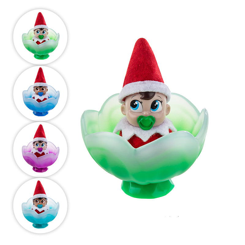 Collect all 4 options of Frost Pips™ Mini Blooms: boy pip with green frosty flower cradle, boy pip with blue frosty flower cradle, girl pip with fuschia frosty flower cradle, and girl pip with turquoise frosty flower cradle