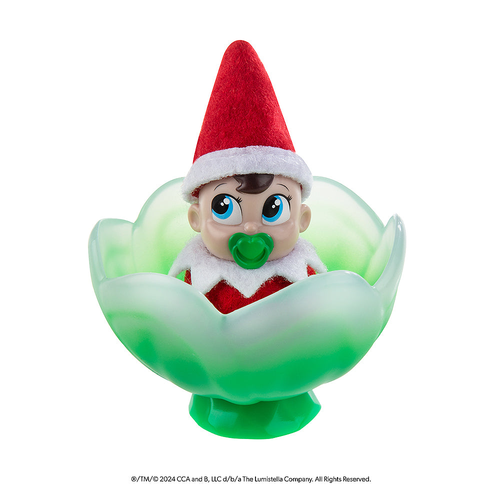 Frost Pips™ boy in green frosty flower cradle