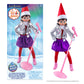 The MagiFreez® Pop Star packaging (left-hand side) with a staged girl Scout Elf wearing the set right-hand side).