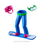 A product shot of the MagiFreez® Swish and Sleigh Snowboard Set: pants, snowboard, helmet, and goggles.