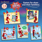 An infographic, stating that the Polar Props™ The Official Elf Ideas Fun & Games Kit  offers "games for elves and their families" and showing the 16-20 ideas/games/props. Game 16 has an asterisk which indicates that it doubles as a game your children can play. If the asterisk is not present, the idea is a prop for your Scout Elf only.