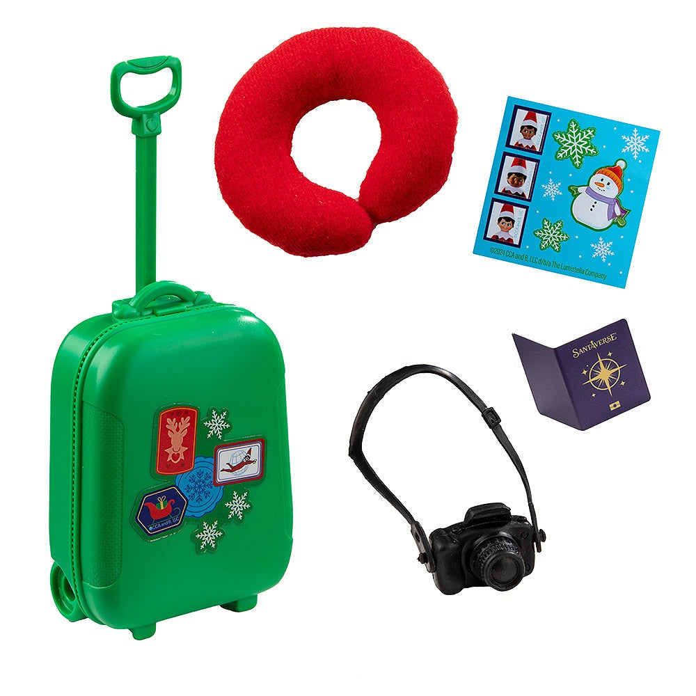 Polar Props™  Travel Set: suitcase, travel pillow, camera, passport and sticker sheet for passport