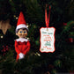 A Scout Elf sits in a Christmas tree next to a Letters to Santa note, asking Santa for a new bike, which is now a keepsake ornament hanging on the Christmas tree.