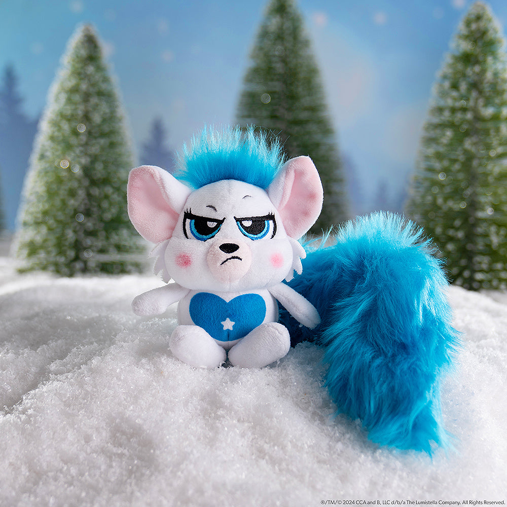 Bogie™ Plush: blue in a snowy forest