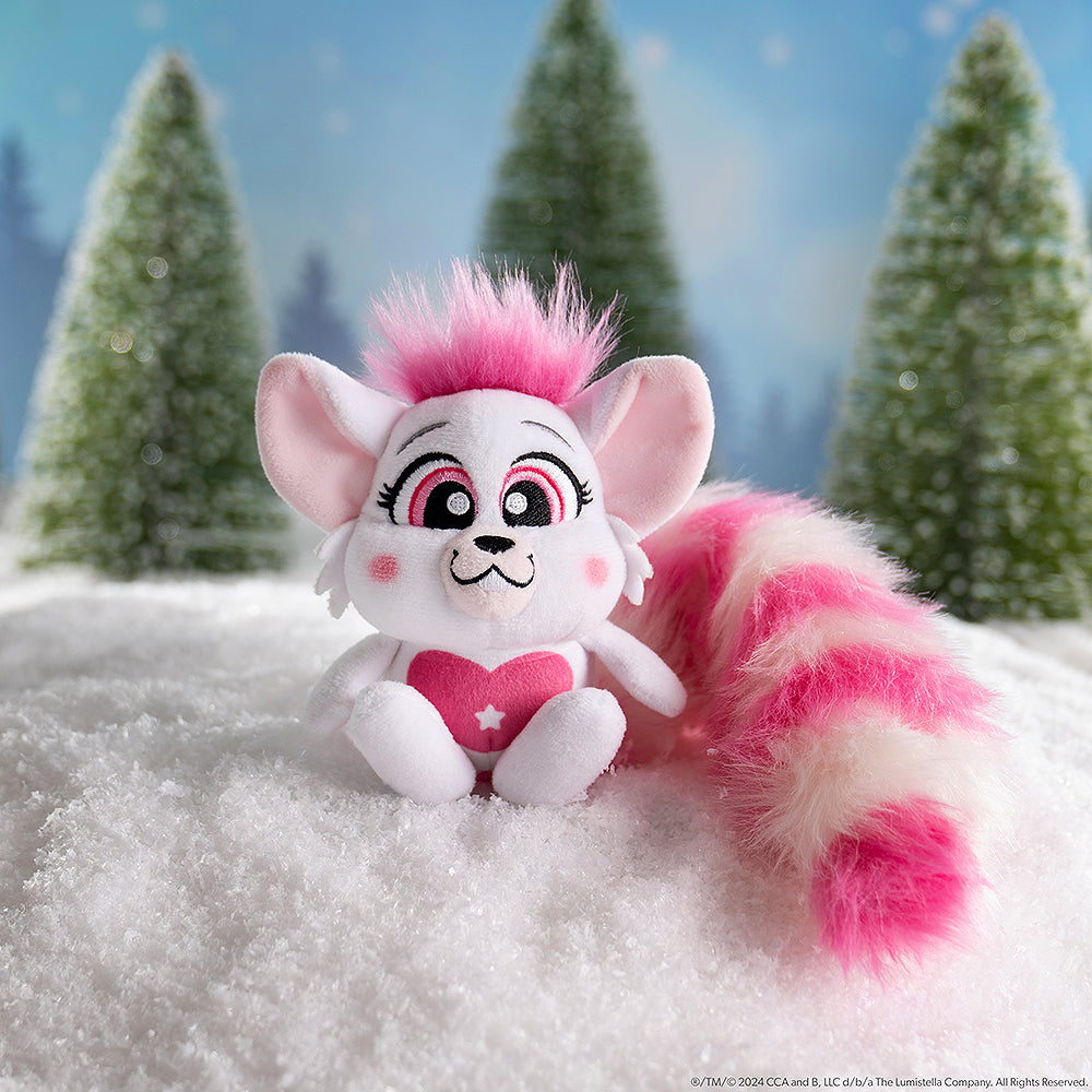 Bogie™ Plush: pink in a snowy forest