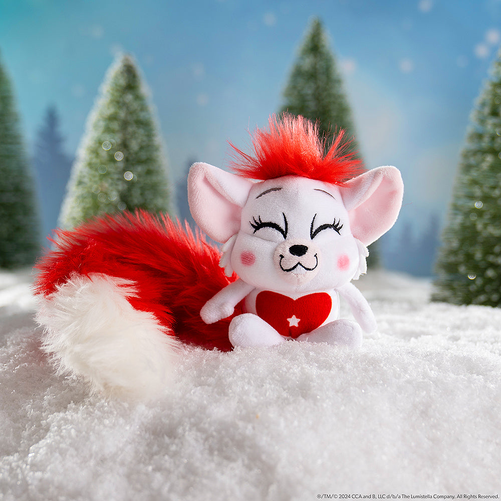 Bogie™ Plush: red in a snowy forest