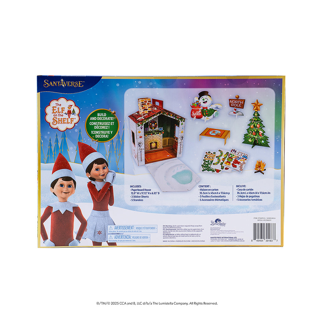 Back packaging of The Elf on the Shelf® DIY Elf Cottage box