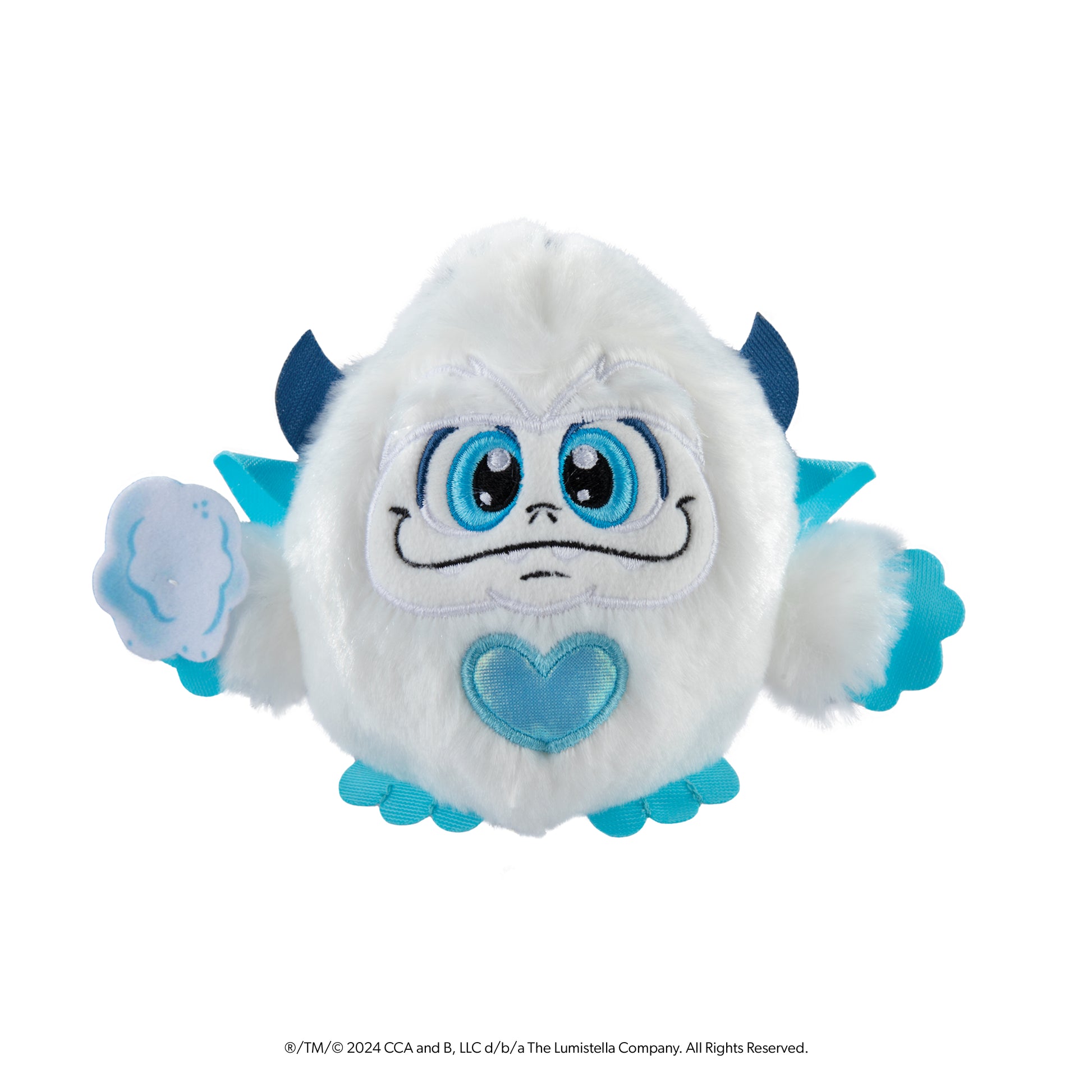 SnoBiggie™ Yeti SnoBall Surprise plush with a snowball in hand