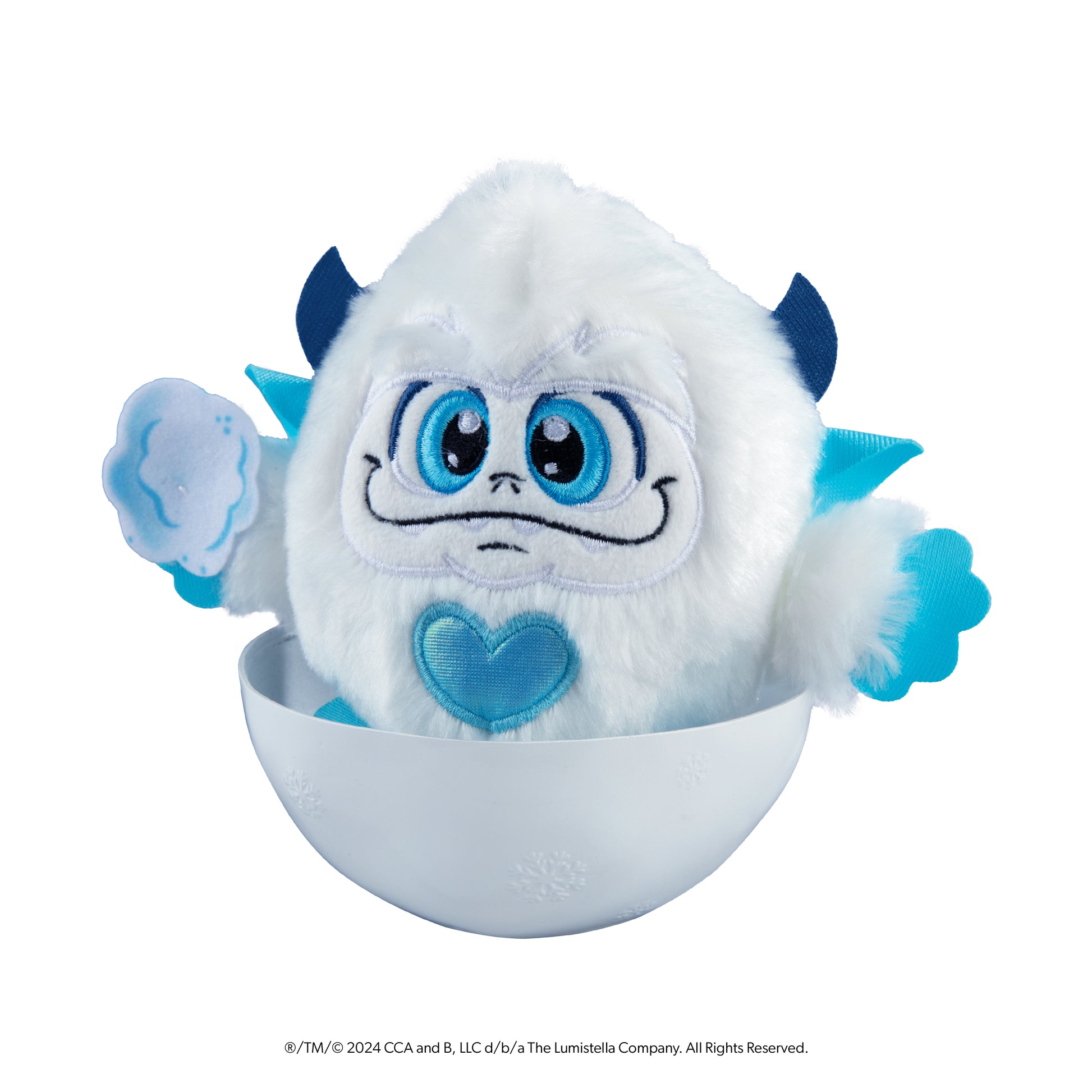 SnoBiggie™ Yeti SnoBall Surprise plush in the included plastic snowball