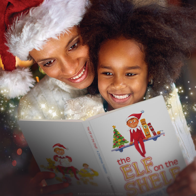 A family reading The Elf on the Shelf®: A Christmas Tradition 