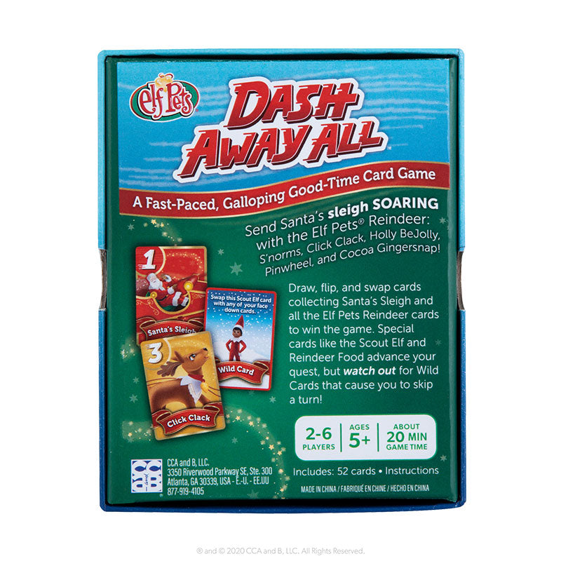 Dash Away All Card Game: Back of Packaging