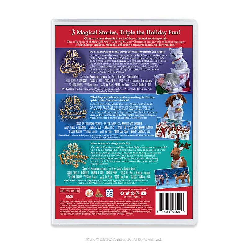 Elf Pets Tri-Pack DVD: Back of Packaging
