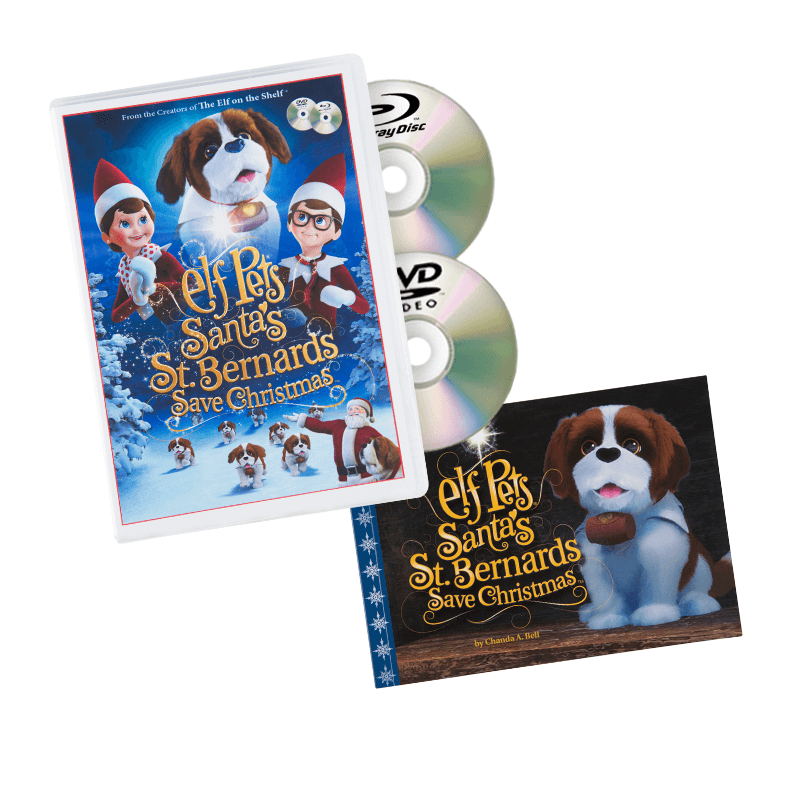 Elf Pets®: Santa’s St. Bernards Save Christmas DVD + Blu-ray + Book: Front of DVD + Blu-ray and Front of Book