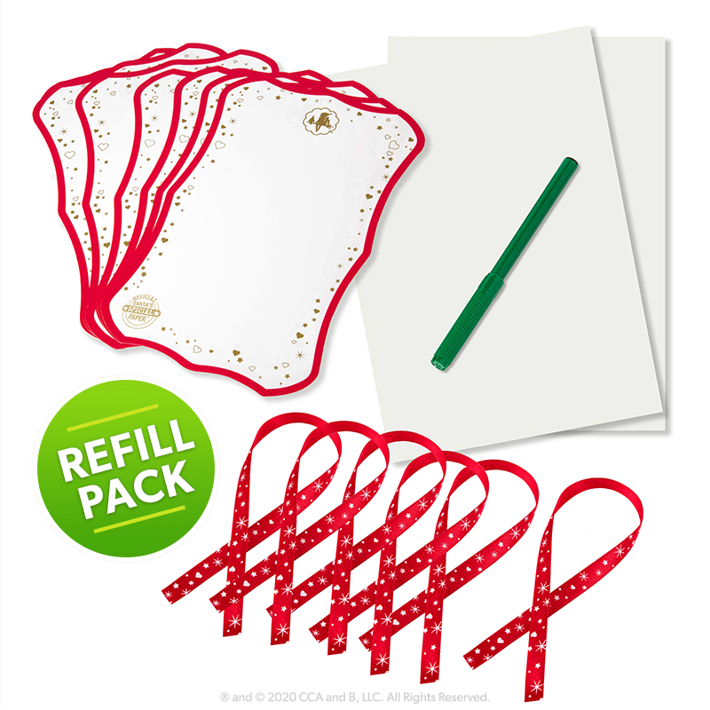 Scout Elf Express Delivers Letters to Santa®: Santa’s Special Paper® Refill Pack Package Front Contents Spread Out